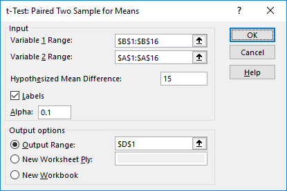 Two sample t-Test step 5
