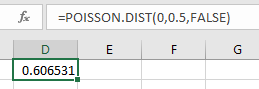 Excel Poisson Probability (pdf) step 1