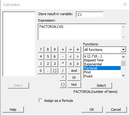 Minitab factorial example