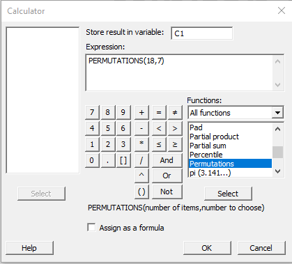 Minitab permutation example