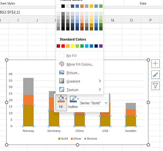 Excel Stacked Bar Charts step 3