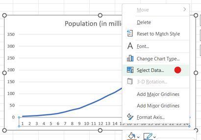 Excel Line Graph step 3a