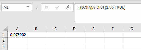 Excel Normal Probability (cdf) Standard Normal step 3