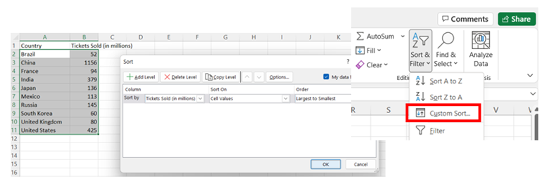 Excel Pareto Chart step 2