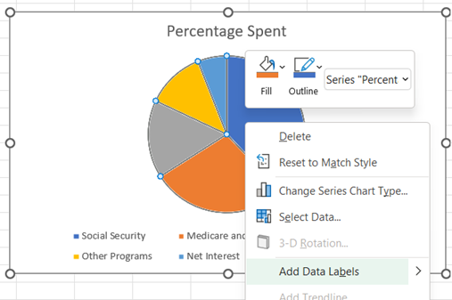 Excel Pie Chart step 3