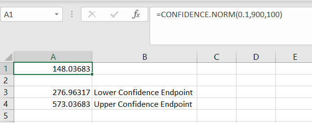 Excel z-Interval step 2