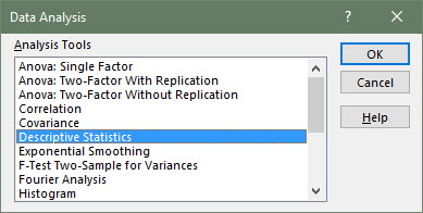 Excel Descriptive Statistics One Variable step 4