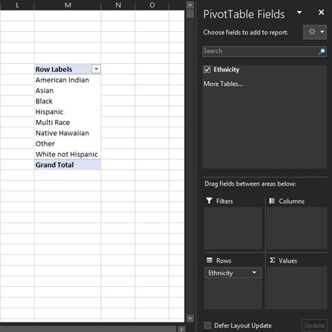 Excel Qualitative Frequency Distribution step 5
