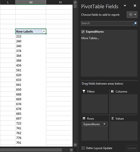 Excel Quantitative Frequency Distribution step 5