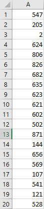 Excel Random Samples step 2