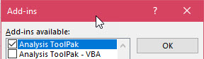 Excel Data Analysis Toolpak step 3