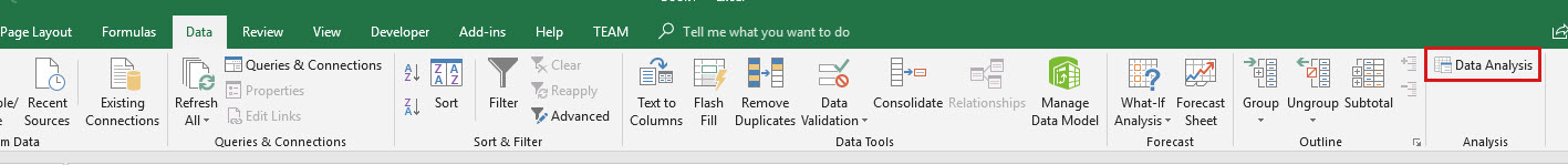 Excel Data Analysis Toolpak step 4