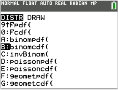 TI-Calculator Binomial Probability (cdf) step 2