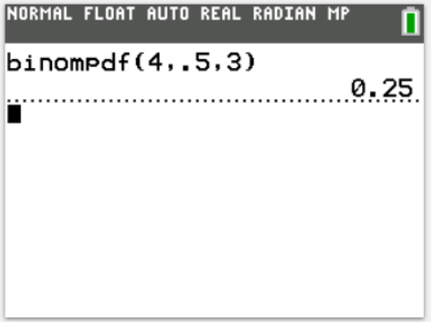 TI-Calculator Binomial Probability (pdf) step 4