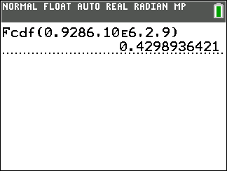 TI-Calculator F-Probability (cdf) step 5