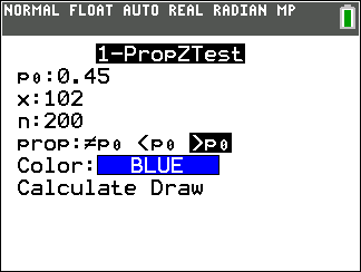 TI-Calculator One Proportion z-Test step 5