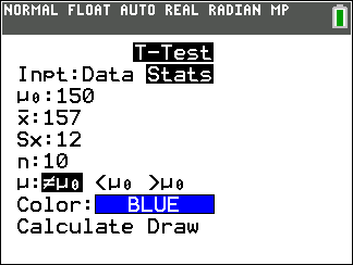 TI-Calculator t-Test step 6