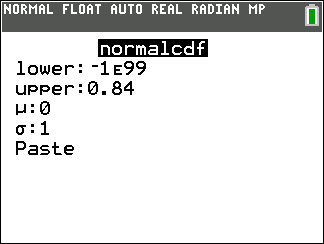 TI-Calculator Normal Distribution Normal Probability step 5