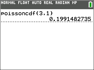 TI-Calculator Poisson Probability (cdf) step 4