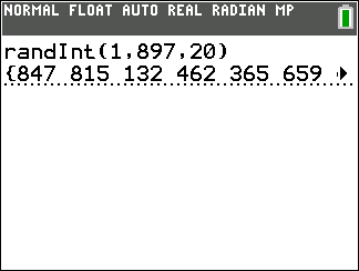 TI-Calculator Random Samples step 2