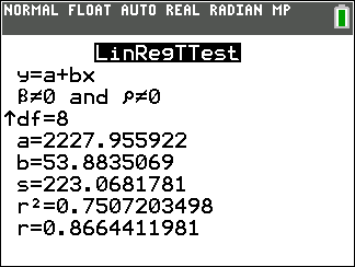 TI-Calculator Simple Linear Regression step 11b