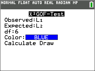TI-Calculator Test for Goodness of Fit step 5