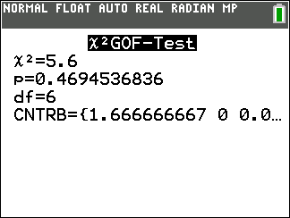 TI-Calculator Test for Goodness of Fit step 6