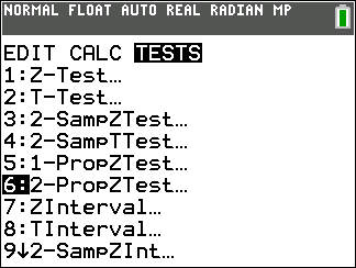 TI-Calculator Two Proportion z-Test step 3