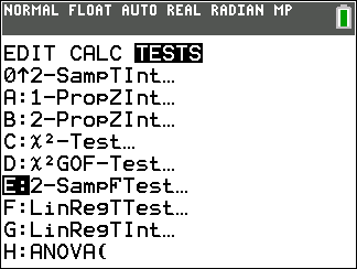 TI-Calculator Two Sample z-Test step 3