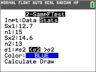TI-Calculator Two Sample z-Test step 6