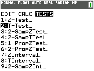 TI-Calculator Two Sample t-Test step 7