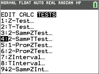 TI-Calculator t-Test step 6