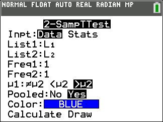 TI-Calculator t-Test step 8