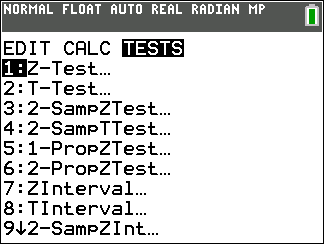 TI-Calculator z-Test step 3